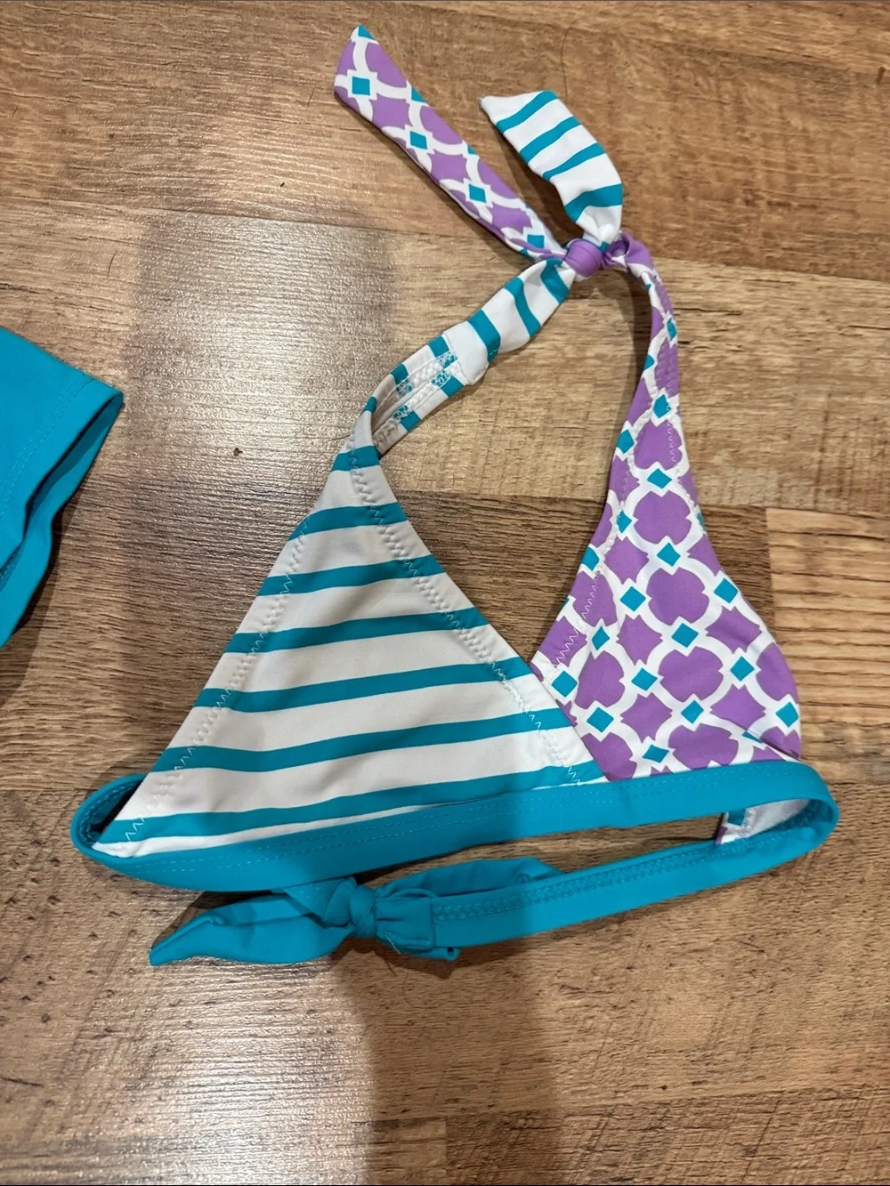 Kids Purple & Teal 3-Piece Swim Set - Rash Guard, Bikini Top & Bottom Size 5